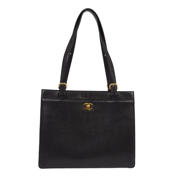 Chanel Black Calfskin Shoulder Tote Bag - Picture 1 of 9
